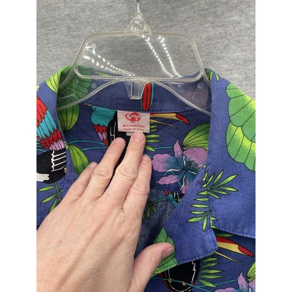 Scorpio Collection Men's Short Sleeve Hawaiian Shirt Toucans & Palm Trees Sz L - Picture 4 of 5